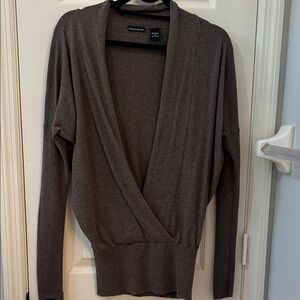 Moda International Deep V-Neck Brown Sweater